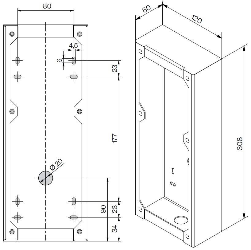 TA-34 backbox dimensions