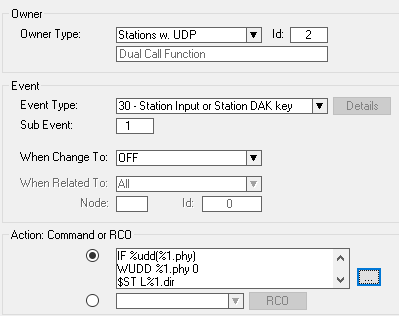 Dak 1 or Call Button Released
