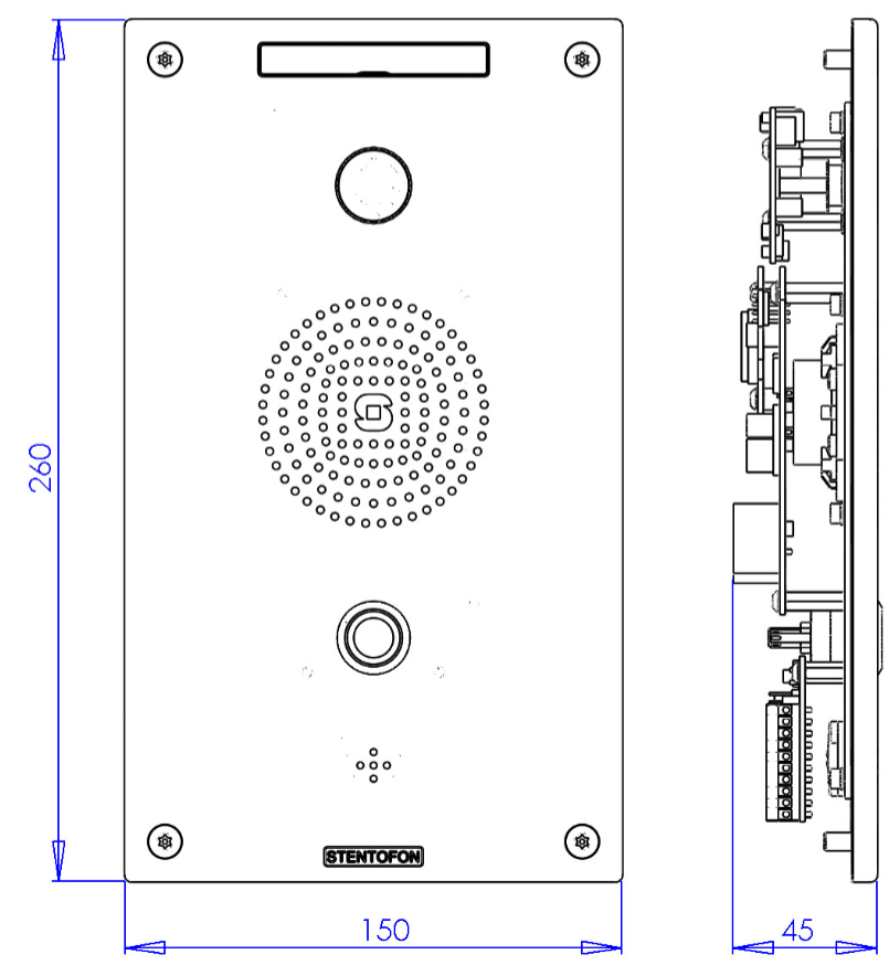 IP Video Door Station Dimensions (mm)