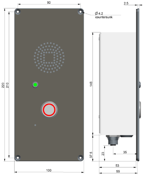 'ECP-AA1 - Front and side view