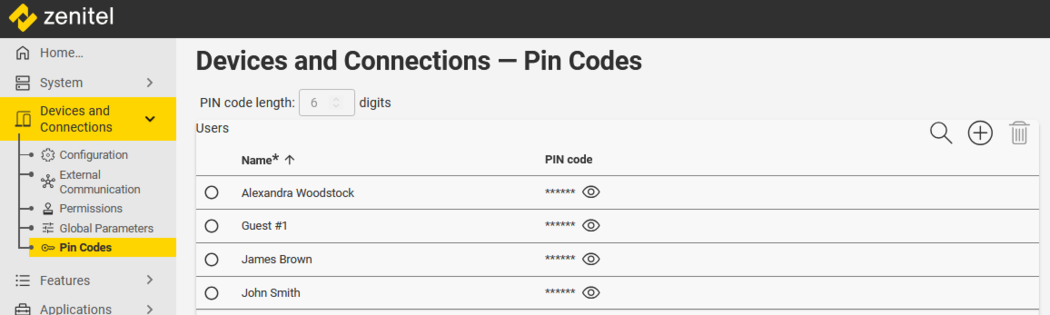Pin Codes (Zenitel Connect Pro) - Zenitel Wiki