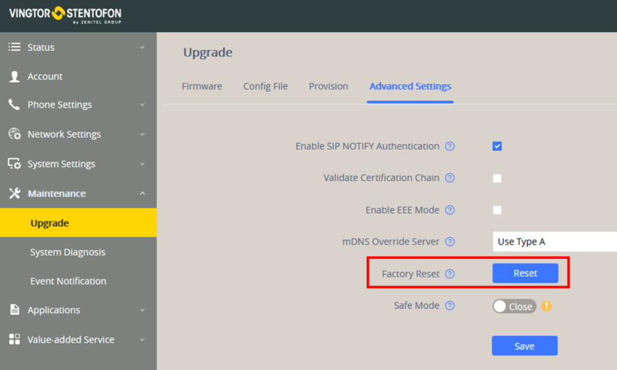 ITSV-2 & ITSV-3 Restore Factory Defaults - Zenitel Wiki