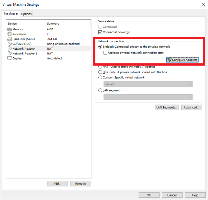 VM machine network settings Bridged.png