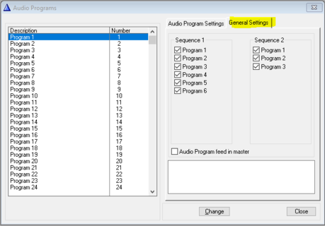 Audio Programs > General Settings - Read mode