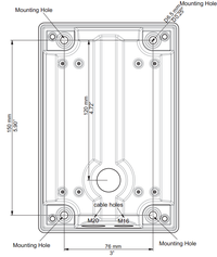 Onwall backbox Mounting holes - Side view
