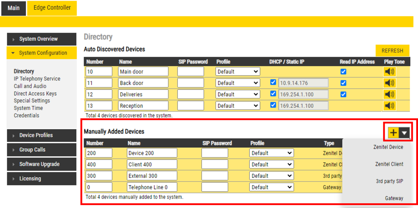 Manually Added Devices (Edge) - Zenitel Wiki