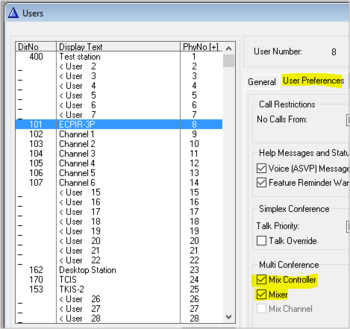 Enter a directory number for the ECPIR panel (e.g. 101), and set the station as a “Mix Controller” and “Mixer”