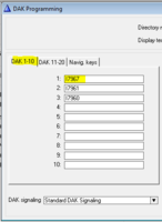 Configuration of DAK keys 1-3