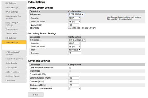 Video Mode = RTSP MJPG (Firmware 4.11)